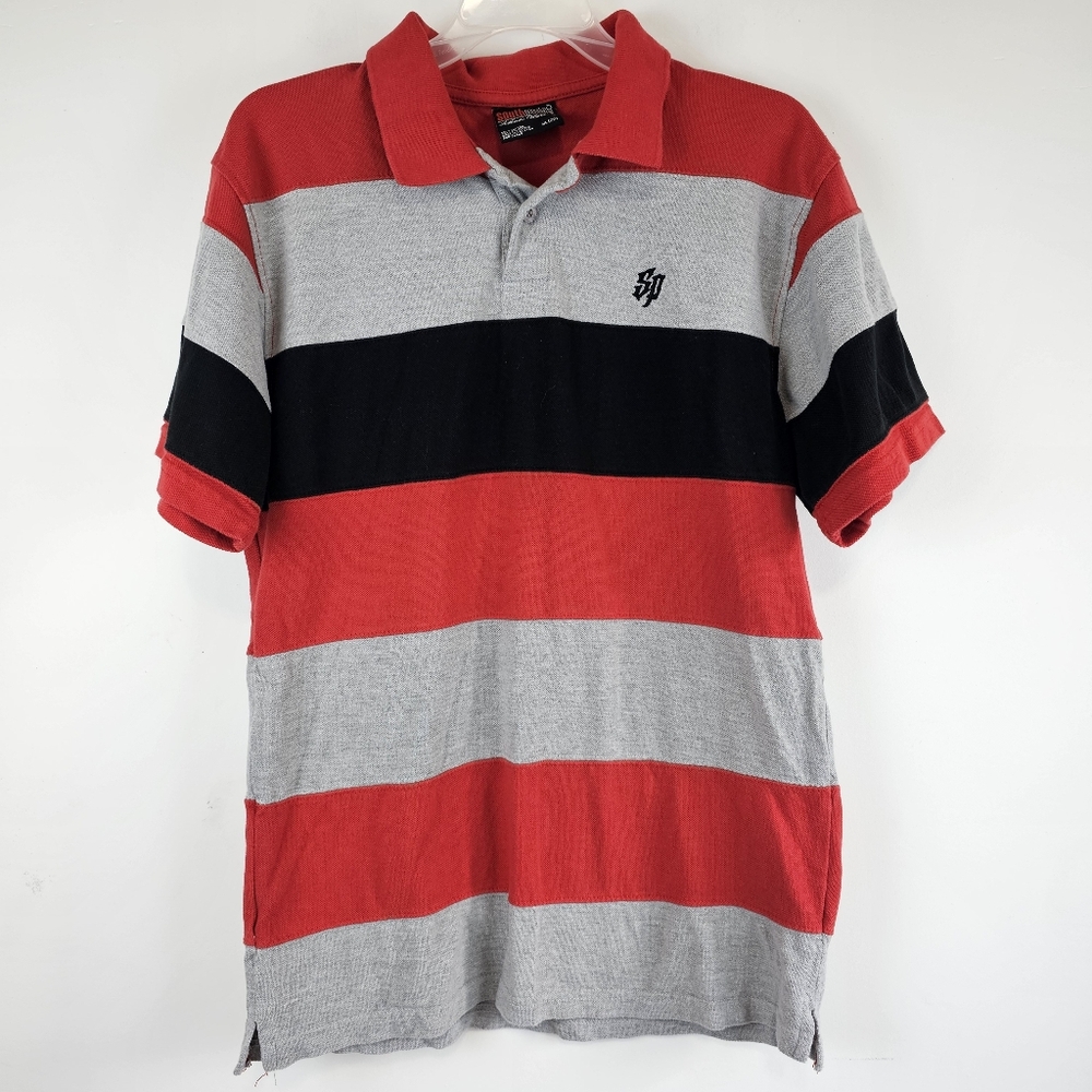Vintage Y2K SouthPole Chunky Stripe Polo Shirt Youth XL Boys Streetwear Hip Hop